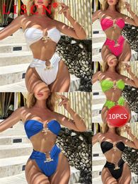 Women's Swimwear 10set Wholesale Items For Boutique Bikini Set Summer Beach Y2k Two Piece Womens Outfits Chest Wrap Briefs K11369_1