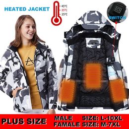 Women's Jackets Heated Jackets Women Hunting Jackets Men Waterproof USB Heated Vest Windbreaker Electric Heated Coat Plus Size 7XL 8XL 10XL 231009