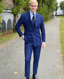Men's Suits Italian Luxury Double Breasted Blazer Men Groom'S Wedding Suit Tailcoat Slim 2 Pieces Custom Homme Elegant Dress (Jacket Pants)