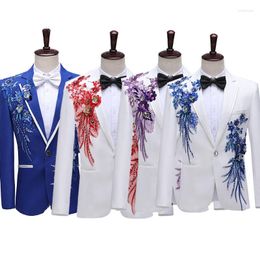 Men's Suits Arrival 2 Pieces With Sequin Single Breasted Man Clothing Stage Host Wedding Groom Performance Male Blazers