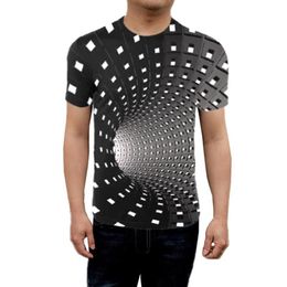 Men's T-Shirts Men Women Short Sleeve T-Shirt 3D Swirl Print Optical Illusion Hypnosis Tee Tops SER88242L