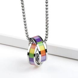 High Edition Classic Design Pendant Love Necklace For Women Girls Double Loop Charms 316L Titanium Steel Wedding J 394