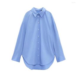 Women's Blouses Zach AiIsa Autumn Poplin Texture Lazy Style Versatile Loose Lapel Long-sleeved Single-breasted Back Button Shirt