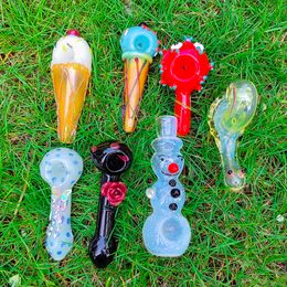 DHL free Sell in whole package new design handmade heavy Glass Smoking Pipes Animal design collection
