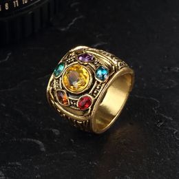Wedding Jewellery Sets Movie Superhero Thanos Stones Men's Alloy Ring Gift Cosplay Props 231009
