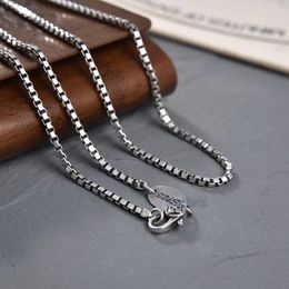 Chains S925 Pure Silver Thai Ancient Square Box Necklace Male In Individuality Chain