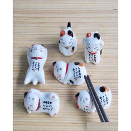 Chopsticks Cute Ceramic Cat Shape Chopstick Stand Rest Spoon Holder Tableware Storage Rack For Kitchen Supplies6782636 Home Garden Kit Otcze