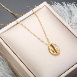 Pendant Necklaces Stainless Steel Conch Shell Gold Plated Chain Necklace For Women Girl Boho Summer Beach Jewelry Trendy Wholesales