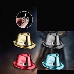 Latest Hat Shaped Lighter Inflatable No Gas Metal Cigar Butane Cigarette Flame Lighters Smoking Tool Home Decorative Ornaments