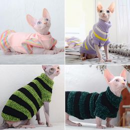 Cat Costumes Pink/Green Super Comfort Warm Sphynx Clothes Turtleneck Sweater Hairless Vest Pullover Winter Coat Colour Pet Costume