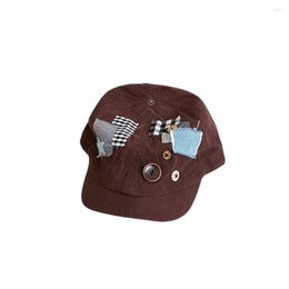 Ball Caps VACIGODEN Fashion Retro Cotton Linen Patchwork Forward Cap Men Women Pure Colour Painter Hat Summer Thin Breathable Sboy