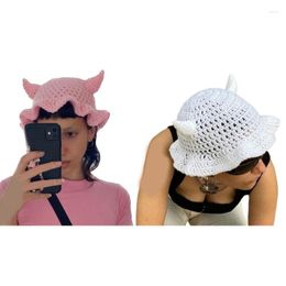 Berets Y2K-Party Holiday Hat Cute Angel Horn Knitted For Kid Teens Girls