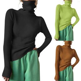 Women's Sweaters Women Turtleneck Ribbed Knitted Sweater Top Solid Colour Black Slim Jumper Fall Winter Fashion All Match Bottonming Tops