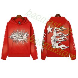 Hellstar back print hoodie - Designer Unisex Loose Sweatshirt for Street Rapper, Heavy Craft, Hip Hop, Asian Style - Washed Grey - Size J8DT