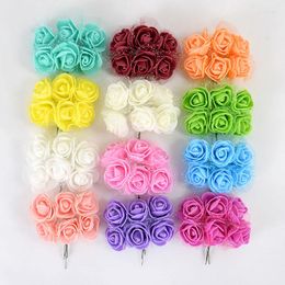 Decorative Flowers 36/72pcs 3.5cm Artificial Foam Rose Flower Bouquet Wedding Party Decoration Home DIY Scrapbook Wreath Fake Supplies