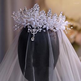Hair Clips NiuShuya Charming Handmade Wedding Birthday Crown Forehead Drop Crystal Bride's Tiaras Headpiece Accessory