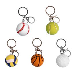 Ball Keychain Baseball Tennis Basketball Sports Keychain Pendant Luggage Decoration Key Chain Gift Keyring 5 Style