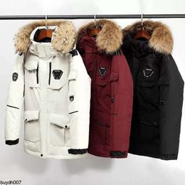 4fdt Men's Parkas New Winter 90% Real Goose Feather Man's Down Jackets Hooded Warm Jacket Wolf Fur Windbreaker Man Outerwear