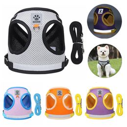 Dog Collars Leashes Reflective Safety Pet Harness and Leash Set for Small Medium Dogs Cat Harnesses Vest Puppy Chest Strap Pug Chihuahua Bulldog 231009