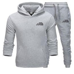 New logo Tracksuit Men Sets Hoodies Pants Suit Fleece Warm Casual Sports Fitness Running Pullover Sweatshirt Trousers Male sports307r