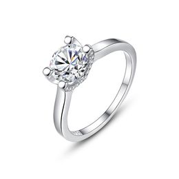 Moissanite Diamond Ring S925 Sterling Silver Moissanite Ring European Classic Wedding Party Bride Ring Fashion Women Brand Luxury Ring Valentine's Day Gift spc