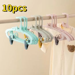 Hangers Racks Small Hanger Scalable Children's Hanger Baby Storage Rack Retractable Strap Pant Clip Support Balcony Drying Accessories Suit 231007