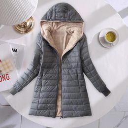 Women's Jackets Stylish Hooded Coat Long Sleeves Women Mid-length Slim Office Ladies Clothes Windproof