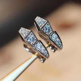 2023 Luxury quality charm stud earring with diamond snake shape with diamond in two colors plated have box stamp PS3546313n