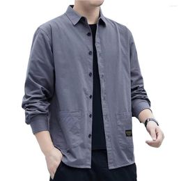 Men's Casual Shirts Stylish Men Spring Shirt Double Pockets Thermal Buttons Simple Style Tops