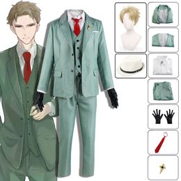 Anime Spy X Family Loid Forger Cosplay Costume Light Green Suit Blond Wig Hat Twilight Outfit Shirt Tie Men Clothes Halloweencosplay