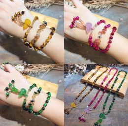 Link Bracelets Tiget Eye Natural Stone Red Green Yellow Bracelet Crystal Reiki Healing Fashion Handmade Jewelry Gift For Women