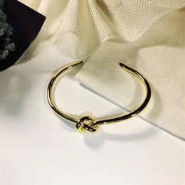 stainless steel knotted bracelet men and women friendship bracelet silver rose gold open C shaped bracelet jewelry Luxury designer254d