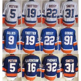 CCM Hockey Retro 32 Steve Thomas Jerseys Retire 91 John Tavares 91 Butch Goring 22 Mike Bossy 5 Denis Potvin 9 Clark Gillies 19 Bryan Trottier 31 Billy Smith Vintage