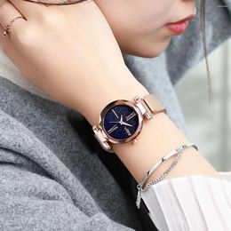Wristwatches UTHAI V11Watch For Women Luxury Time Comes Starry Sky Shines Milan Magnetic Iron Absorbing Stone Ladies Fashion Quartz Watches