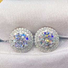Passed Test D Colour VVS 6.5mm Round Moissanite Earrings Studs 925 Sterling Silver Yellow White Gold Plated Bling Studs Earrings Nice Gift for Friends