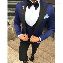 Men's Suits Handsome Groomsmen Wool Blend Groom Tuxedos Mens Wedding Dress Man Jacket Blazer Prom Dinner (Jacket Pants Tie Vest) A180