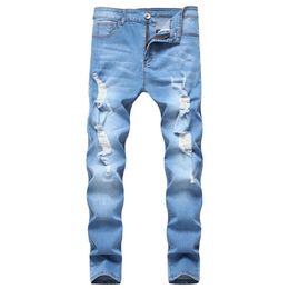 Men's Plus Size Pants Distressed Destroyed Adult Jeans Slim Trousers Designers Ripped Skinny Stretch Baggy Denim269s