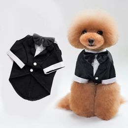 Dog Apparel Male Clothes Boy Suit Tuxedo Coat Jacket Puppy Pet Wedding Dress Small Chihuahua Costume Black Party 231009