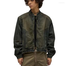 Men's Jackets Spring And Autumn Design Motorcycle Biker Clothes Vintage Distressed Short Denim Jacket Couple Women's Coat