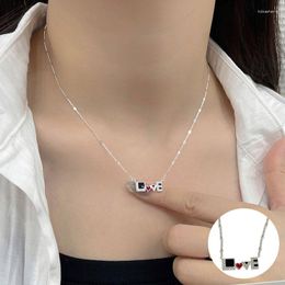 Chains 925 Sterling Silver Love Heart Necklace For Women Girl Fashion Geometric Letter Design Jewellery Party Gift Drop