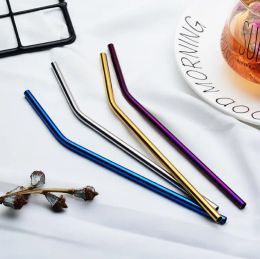 Top Quality Stainless Steel Drink Straw Reusable Rainbow Gold Metal Straight Bend Straws Drink Tea Bar Drinking Straws