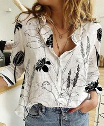 Women's Blouses 2023 Brand Fashion Products Tops 3D Printing Lapel Casual Long Sleeve Blouse S-5XL