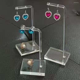 Jewellery Pouches Clear Acrylic Earring Display Stand Hanging Rack 2 Holes Stud Holder Organiser Jewellery Pography Prop 3Pcs