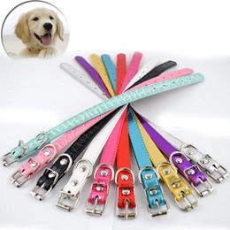 Cat Collars Leads Wholesale 10pcs Metallic Croc Leather Dog Cat Collars Mixed Colours Collar For Small Pets Puppy Dog Collars Leads 231009