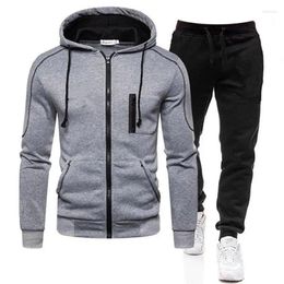 Men's Tracksuits LZOASIS Men Casual Sets Solid Color Hoodies Pants Two Piece Tracksuit Trendy Sportswear Hooded Set Sweatsuits