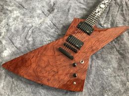 Ironic Metallic James Hetfield Kenneth Lawrence Quilted Bubinga Top Brown Electric Guitar Mahogany Body Sun Ray Flame Inlay China EMG Pickups Black Hardware