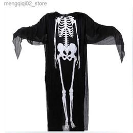 Theme Costume Halloween Adults Kids Cosplay Ghost Robes Skeleton Printed Masquerade Scary Comes Cloak Carnival Party Clothes Stage Wear Q231010