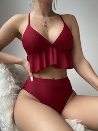 Women's Swimwear Thong Ruffle Bikini 2023 Cute Sexy Bathing Fashion Women Split Bras Swimsuit Body Suit 2 Piece Sets Outfits