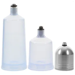 Dinnerware Sets 3 Pcs Airbrush Replacement Pot Clear Plastic Cup Bottle Preservative Dispensing Bottles Glass Metal Dismountable