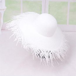 Paper Straw Hats Wide Large Wide Brim Raffia Straw Hats Beach Fashion Summer Big Straw Sun Hat H4 Y200716306O